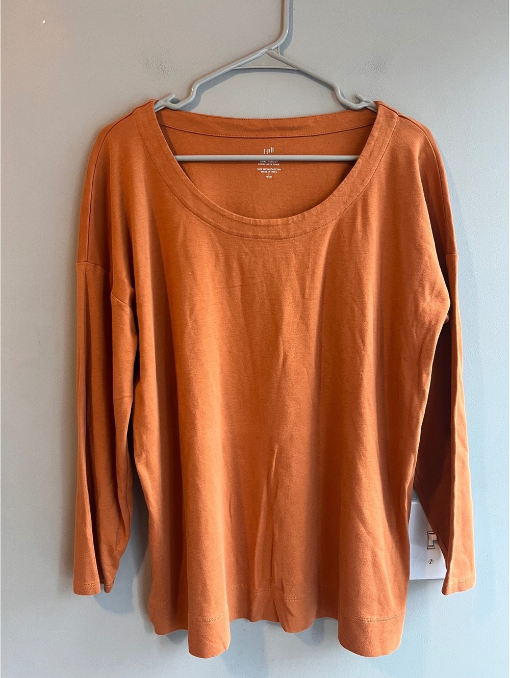 J. Jill Simply Supima Cotton Scoop Neck Tunic Top Burnt Orange Women's PL